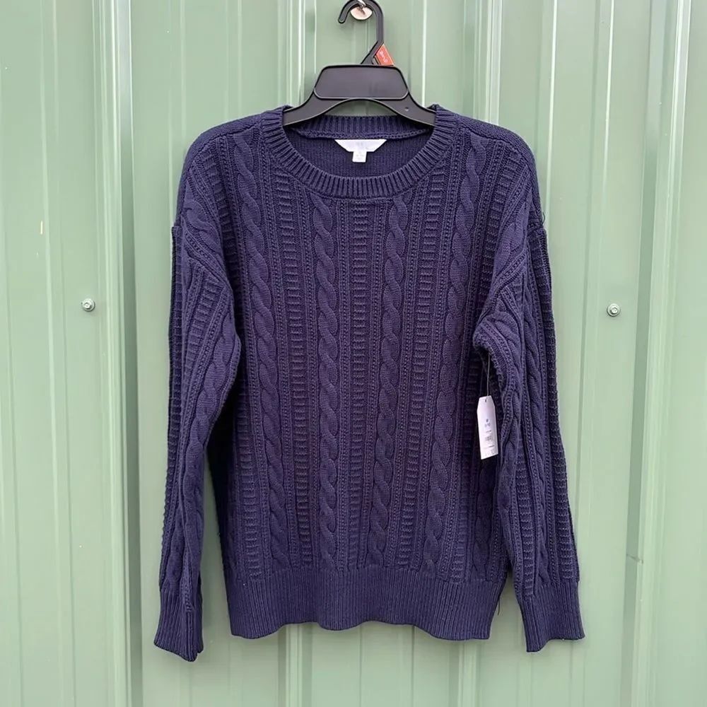 Women's Cable Knit Pullover Sweater, Midweight Size M